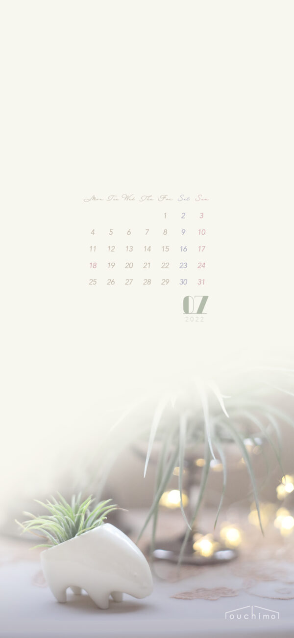 【#iPhone壁紙】ouchimo特製2022年7月のカレンダーできました！