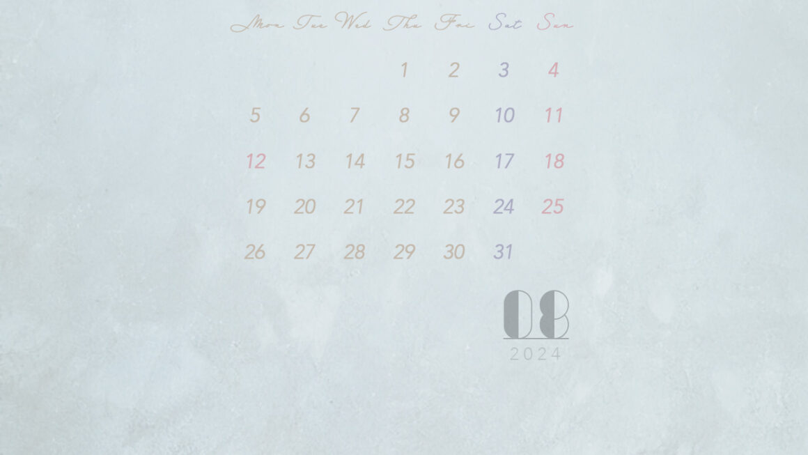 【#iPhone壁紙】ouchimo特製2024年8月のカレンダーできました！