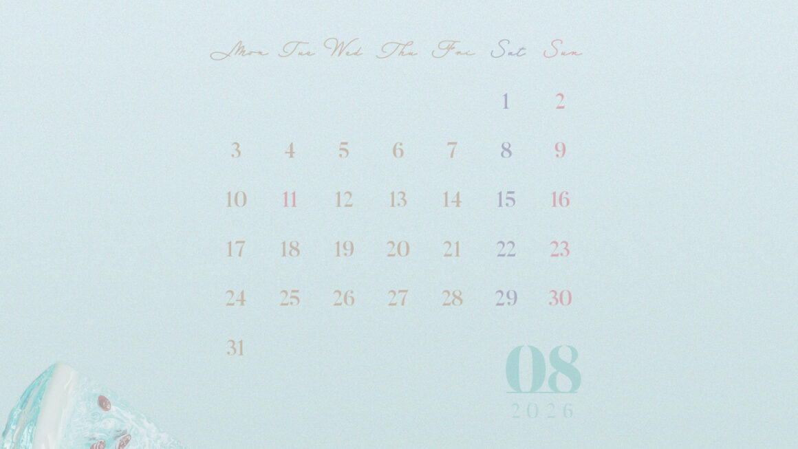 【#iPhone壁紙】ouchimo特製2026年8月のカレンダーできました！