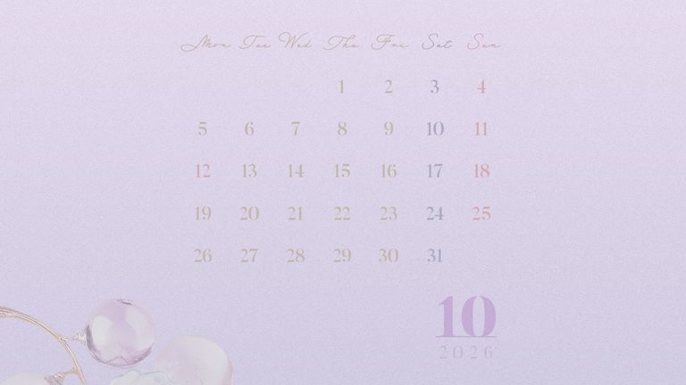 2026年10月のカレンダー壁紙